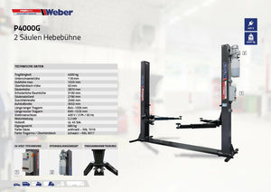 2-Säulen Hebebühne "P4000G" Weber-Profi-Serie