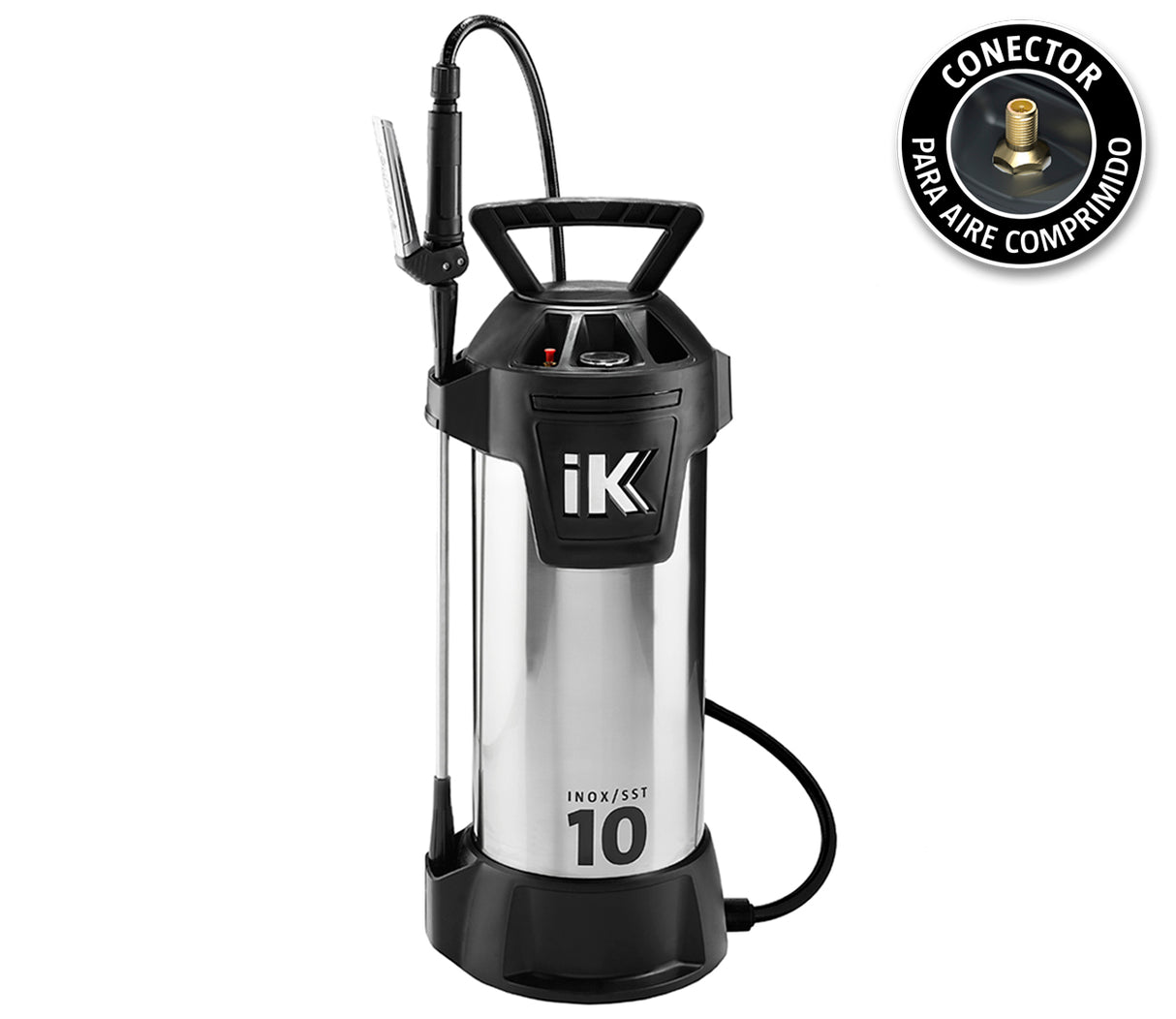 "iK INOX" 10 Druckpumpzerstäuber mit Kompressorventil für Lösungsmittel (aus Edelstahl)