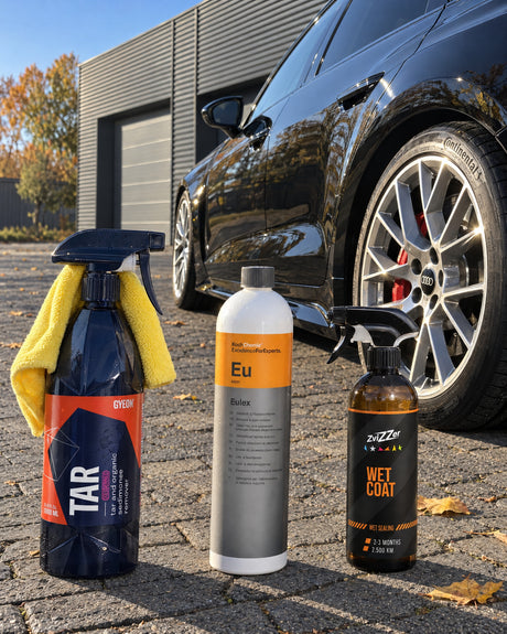 Detailing1 set tegen boomhars — GYEON Q²M Tar, Koch-Chemie Eulex "Eu" en ZviZZer Wet Coat voor de Audi RS 5