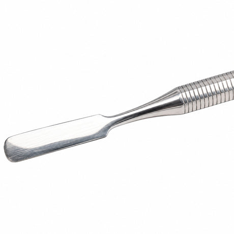 Flache Werkzeugspitze und Griffübergang des COLOURLOCK "Spatula Duo Flat" Lederreparaturspachtels