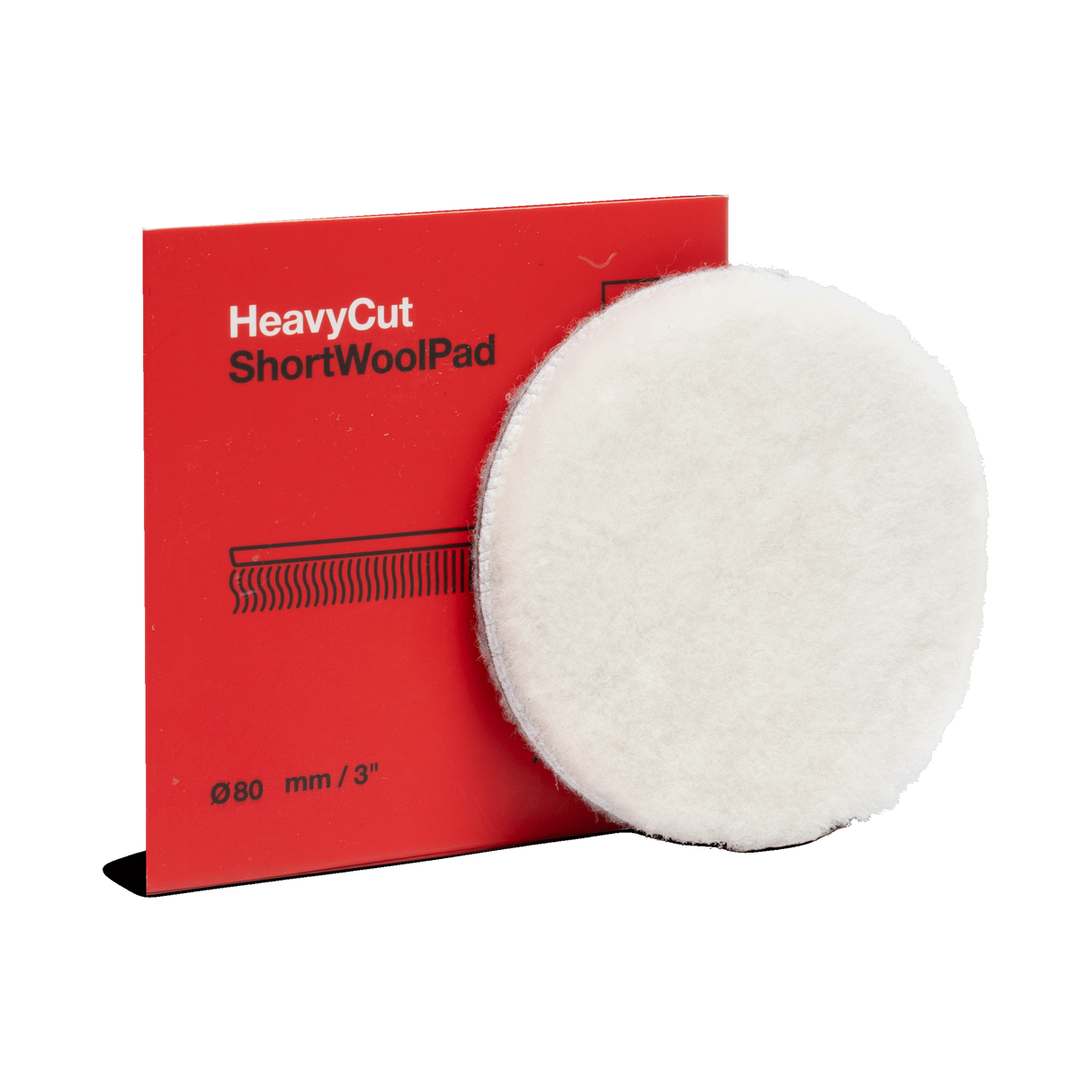 Koch-Chemie Heavy Cut "Short" Wool Pad — Lammfell-Polierpad "Rot" (Kurzflorig) 1 Stück / Ø 80 mm / Rot