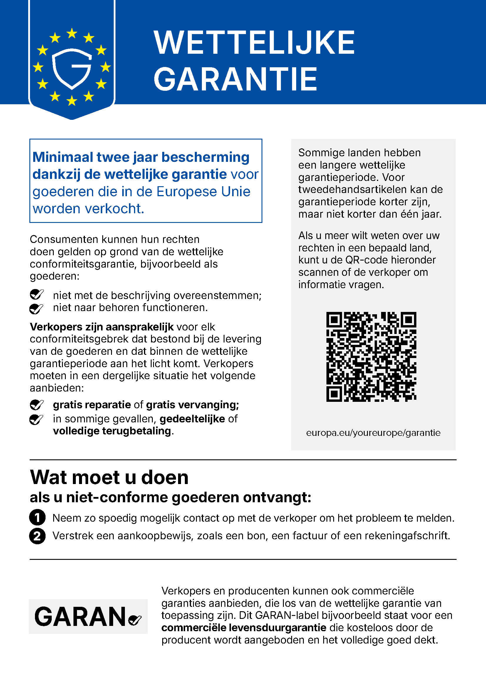 Officiële EU-mededeling over de wettelijke garantie